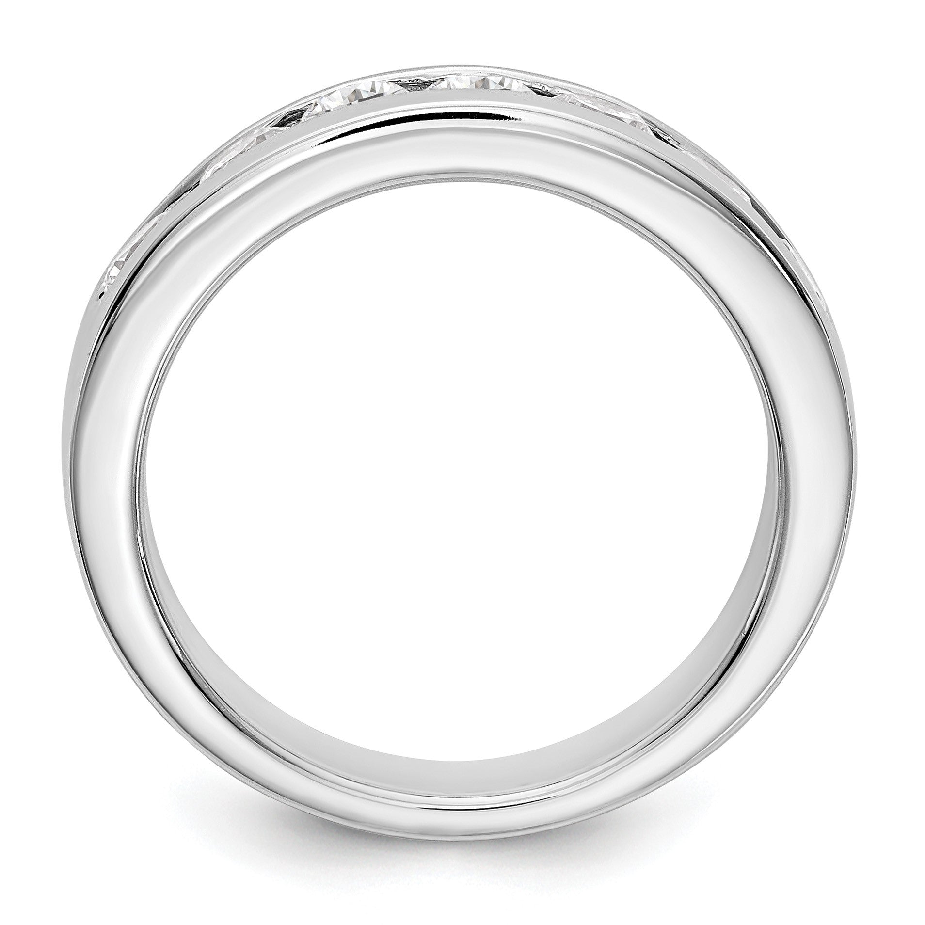 Platin 7 Stein 1/4 Karat Rund Diamant Komplett Kanalfassung Ring
