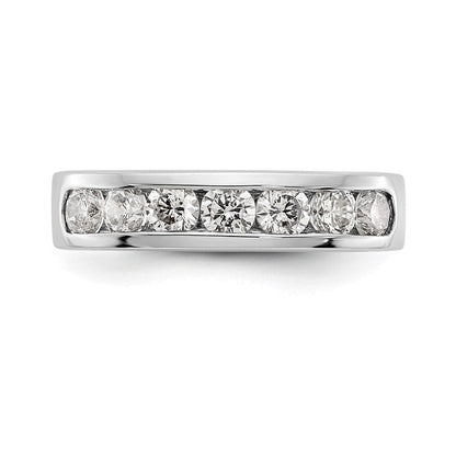 Platin 7 Stein 1 Karat Rund Diamant Komplett Kanalfassung Ring