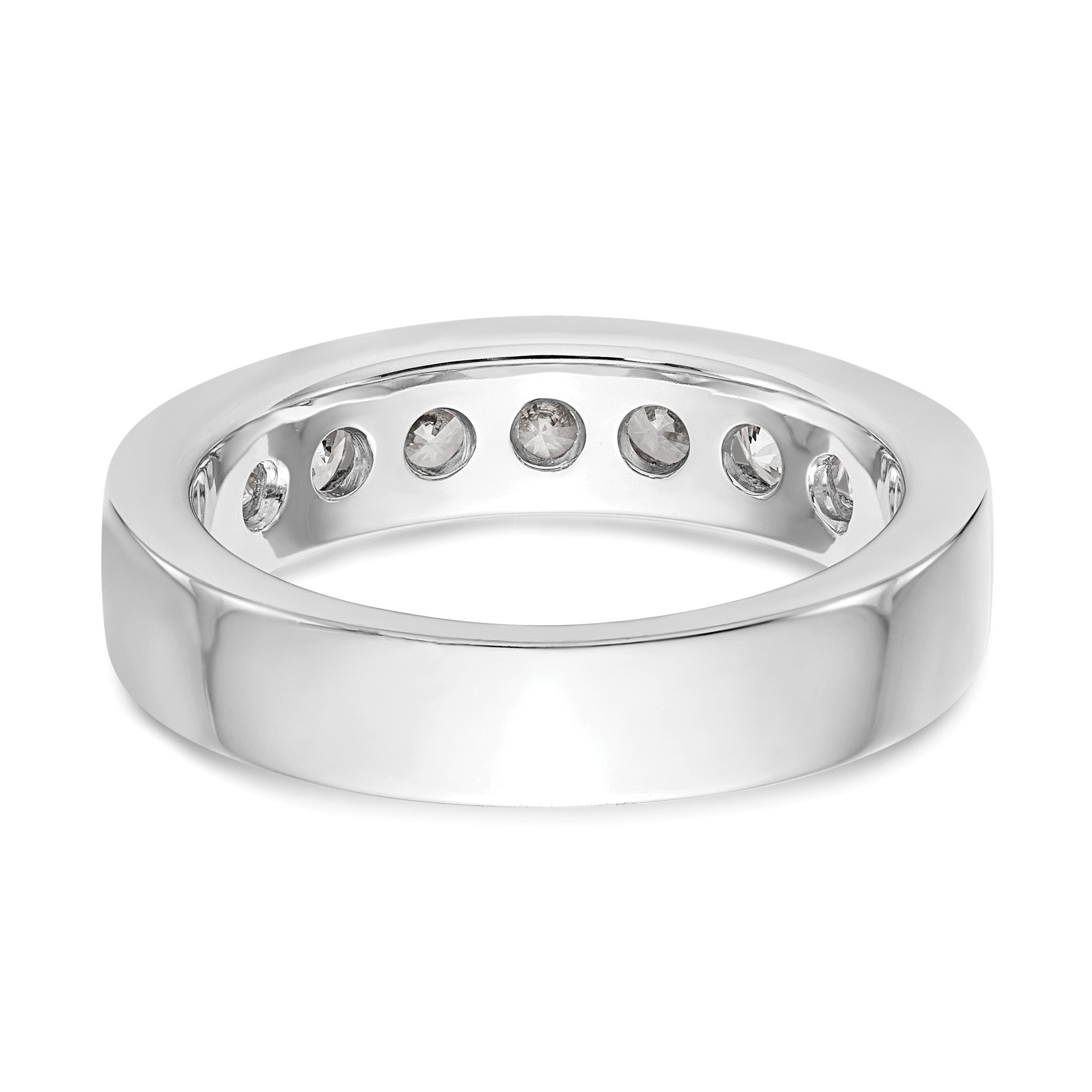 Platin 7 Stein 1/4 Karat Rund Diamant Komplett Kanalfassung Ring