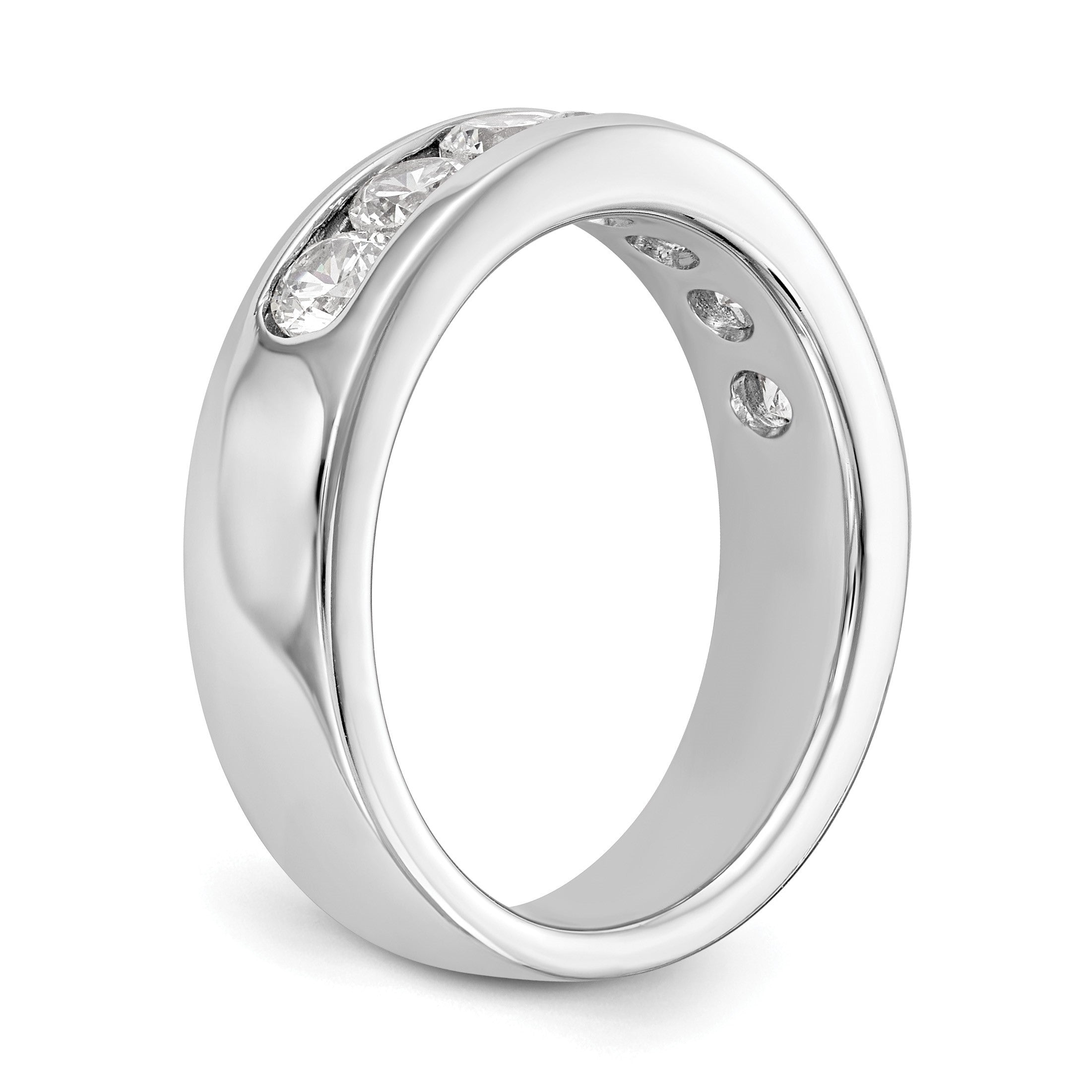 Platin 7 Stein 1/4 Karat Rund Diamant Komplett Kanalfassung Ring