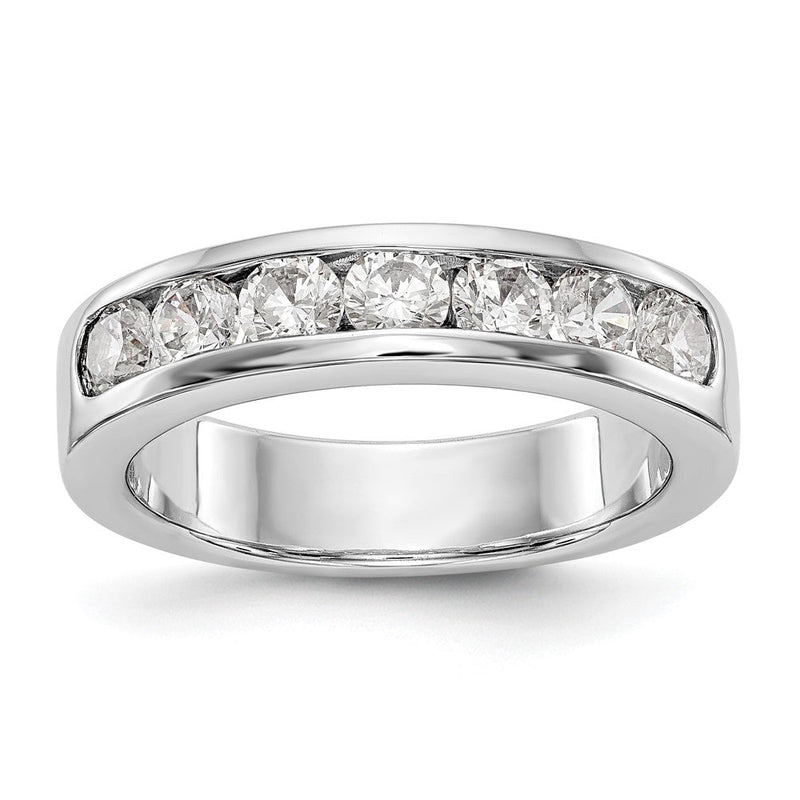 14K Weißgold Ehering mit 7 Diamanten in Kanalfassung, 1,05 ct. Gesamtgewicht