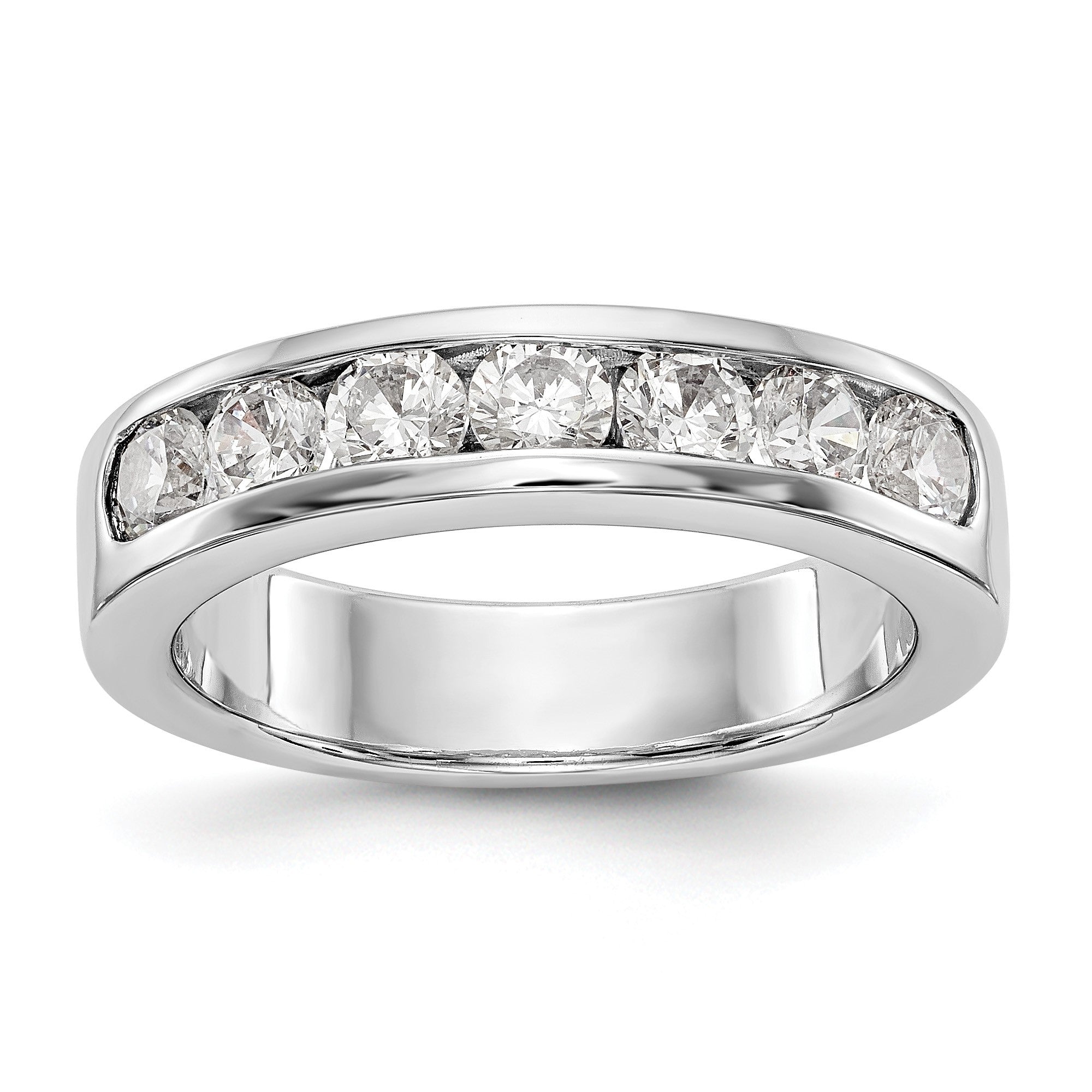 Platin 7 Stein 1/4 Karat Rund Diamant Komplett Kanalfassung Ring