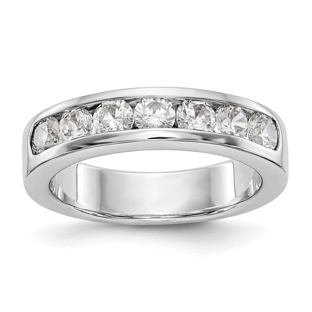 Platin 7 Stein 1 Karat Rund Diamant Komplett Kanalfassung Ring