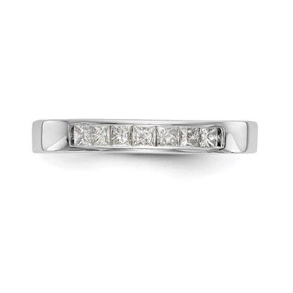 585 Weißgold Ehering mit 7 Diamanten in Kanalfassung