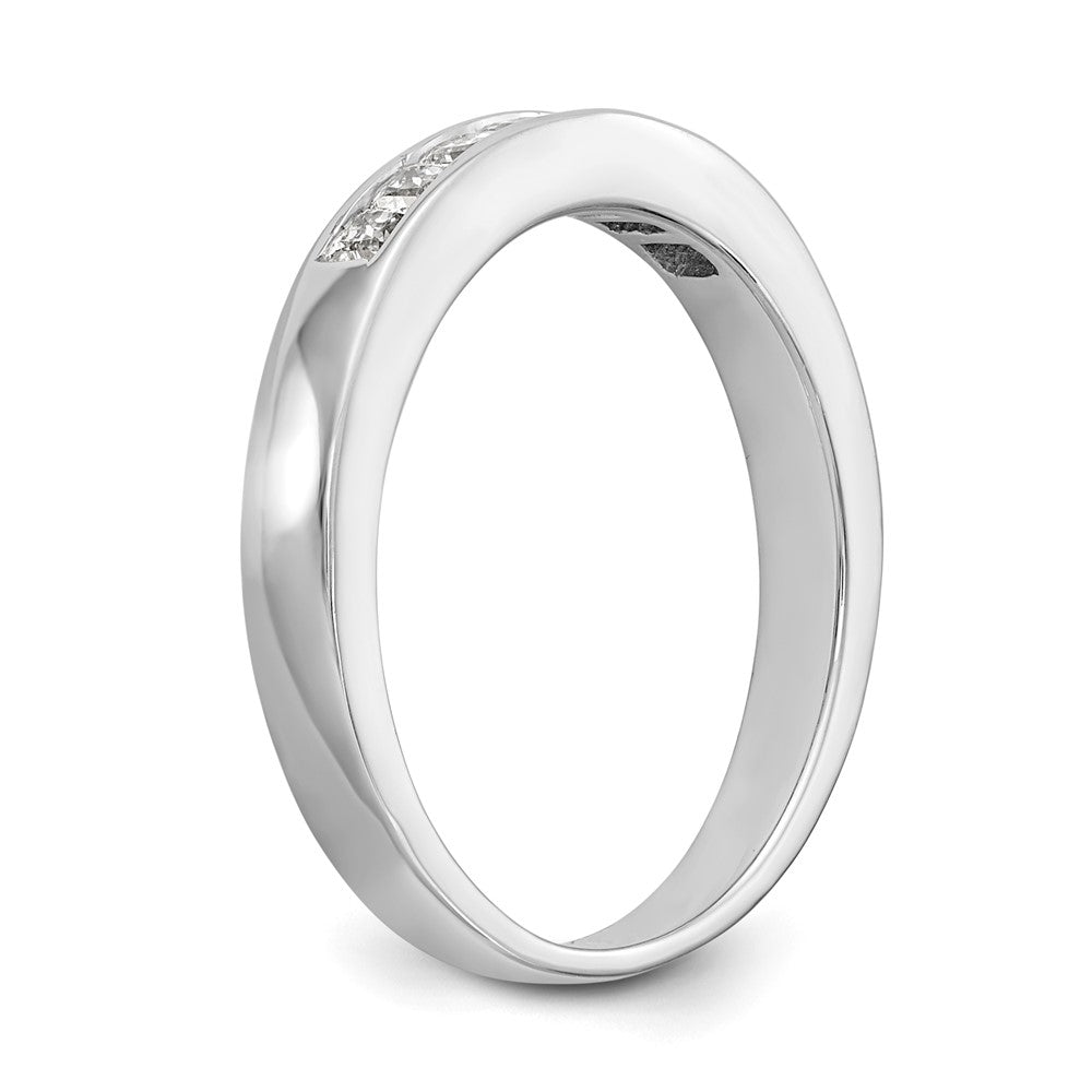585 Weißgold Ehering mit 7 Diamanten in Kanalfassung