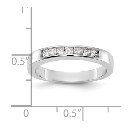 585 Weißgold Ehering mit 7 Diamanten in Kanalfassung