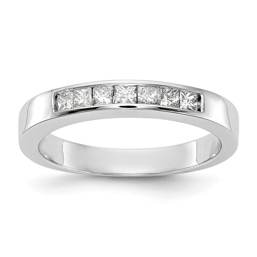 585 Weißgold Ehering mit 7 Diamanten in Kanalfassung