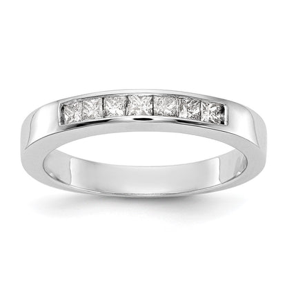 585 Weißgold Ehering mit 7 Diamanten in Kanalfassung