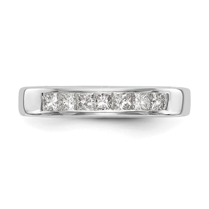 14K Weißgold Ehering mit 7 Diamanten in Kanalfassung