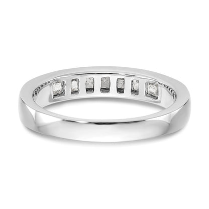 14K Weißgold Ehering mit 7 Diamanten in Kanalfassung