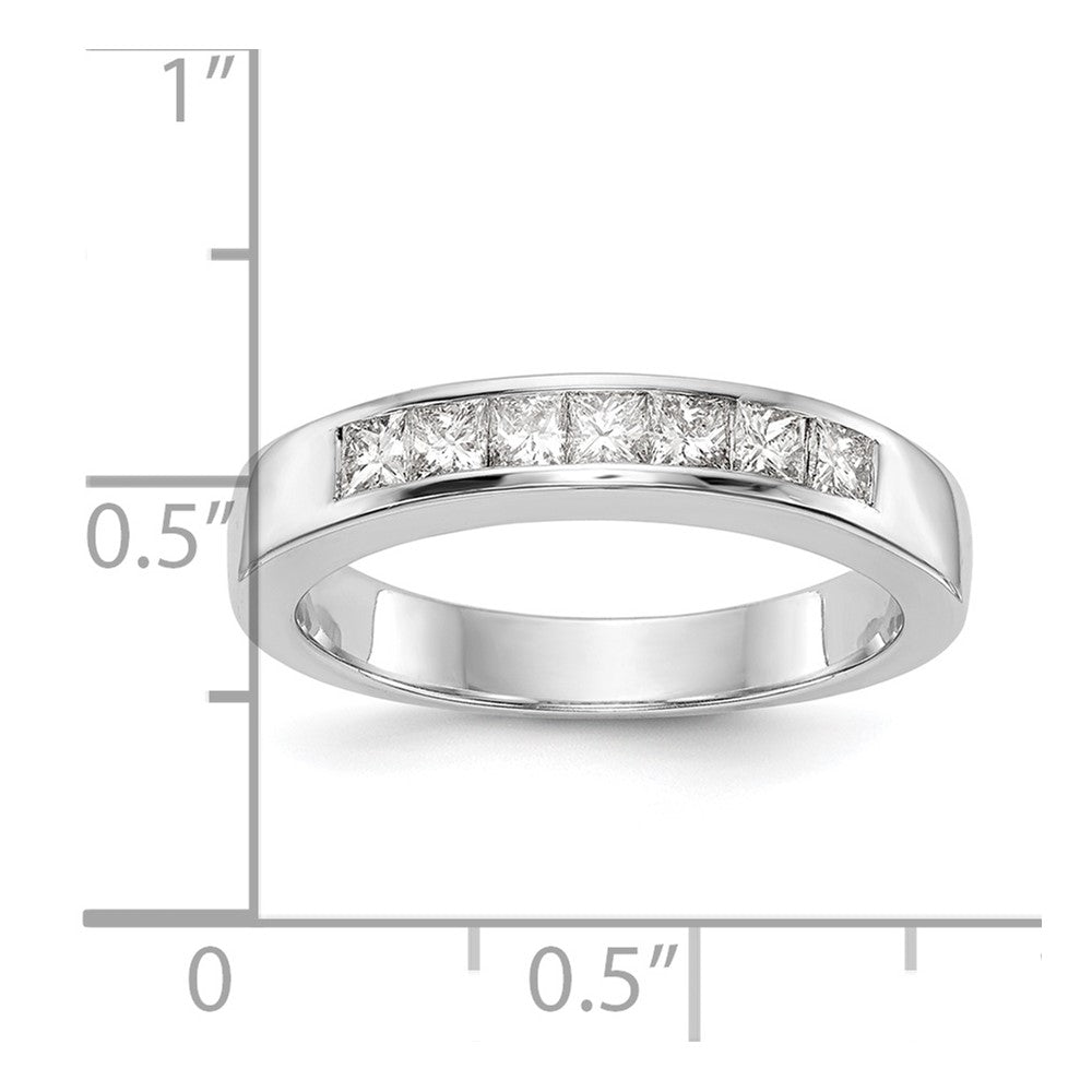 14K Weißgold Ehering mit 7 Diamanten in Kanalfassung