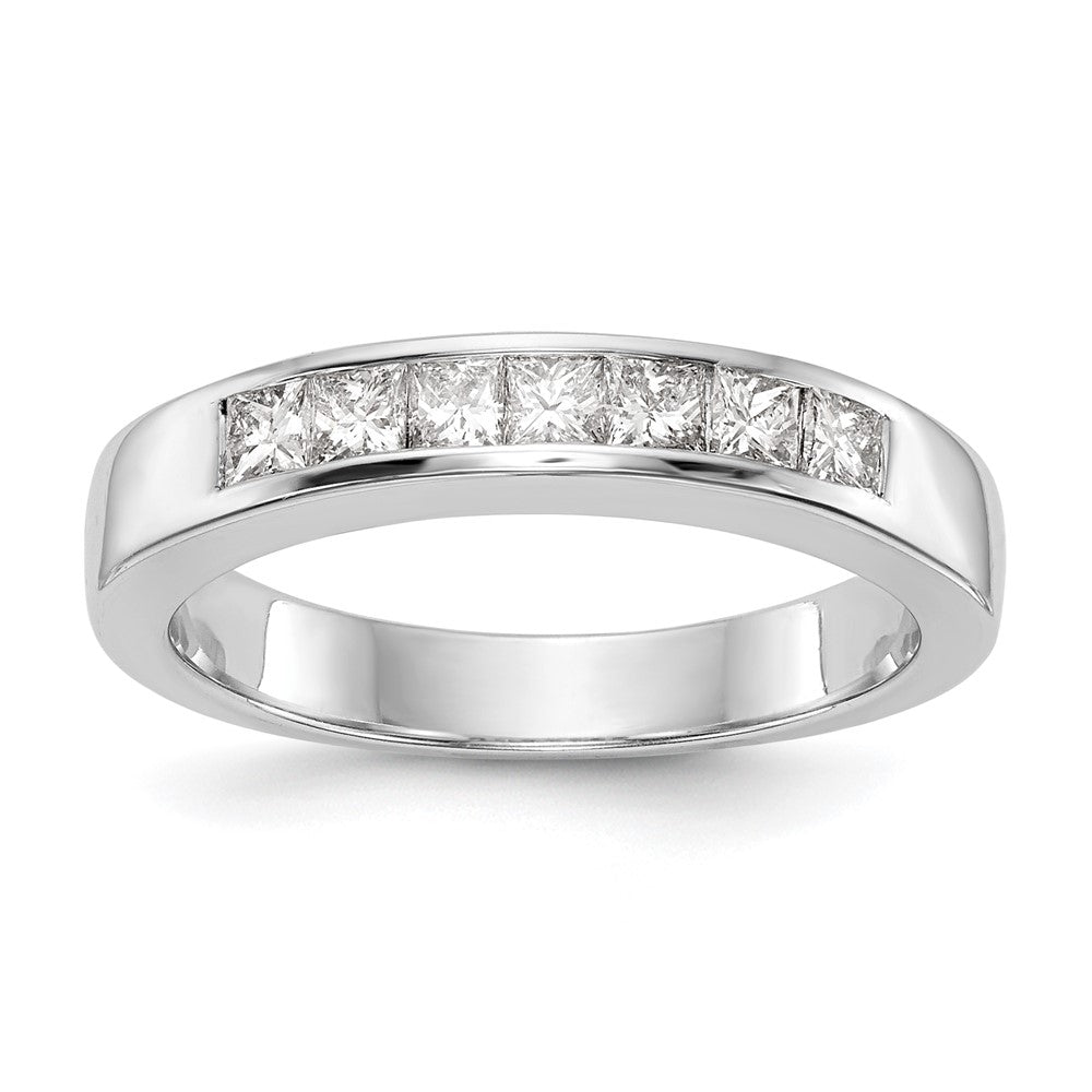 14K Weißgold Ehering mit 7 Diamanten in Kanalfassung