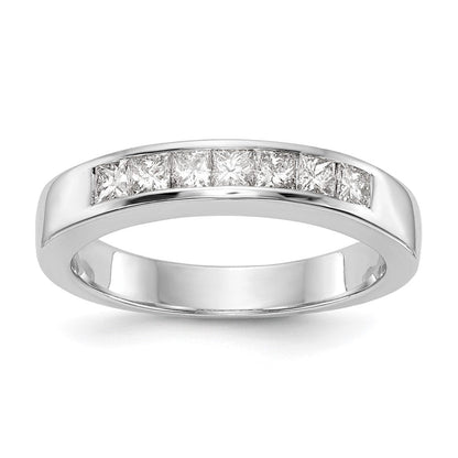 14K Weißgold Ehering mit 7 Diamanten in Kanalfassung