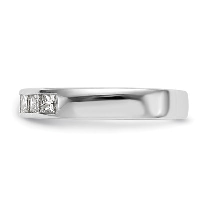 14K Weißgold Ehering mit 7 kanalgefassten Diamanten