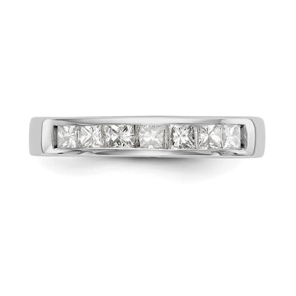 14K Weißgold Ehering mit 7 kanalgefassten Diamanten