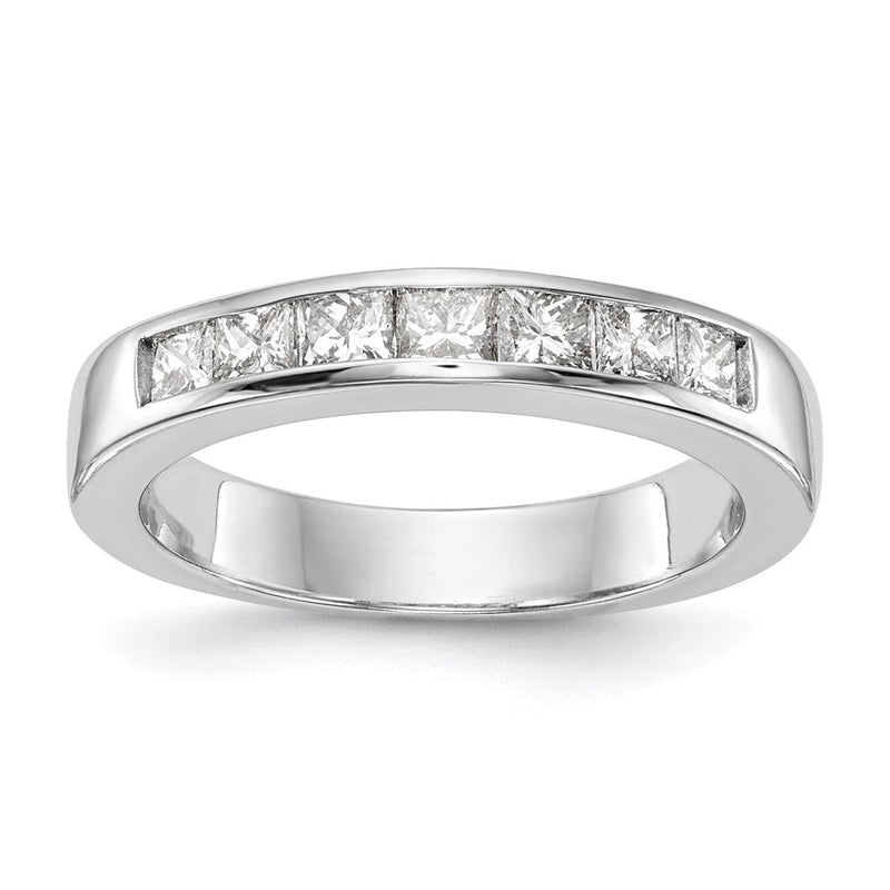14K Weißgold Ehering mit 7 kanalgefassten Diamanten
