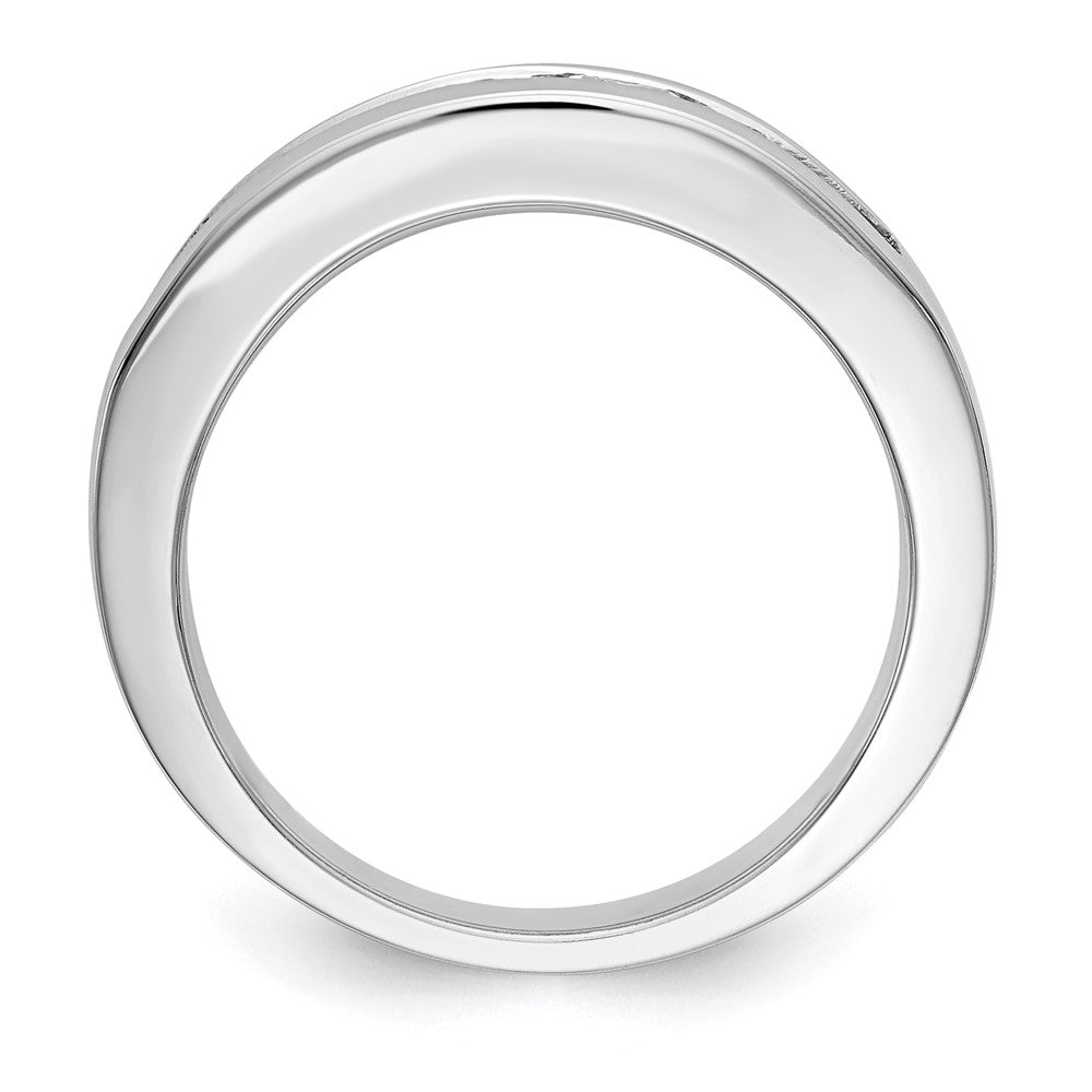 585 Weißgold Ehering mit 7 Diamanten in Kanalfassung