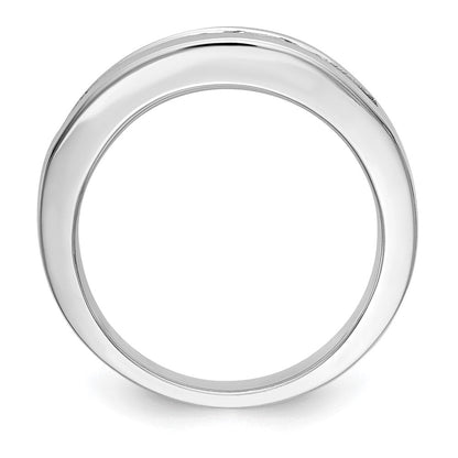 585 Weißgold Ehering mit 7 Diamanten in Kanalfassung