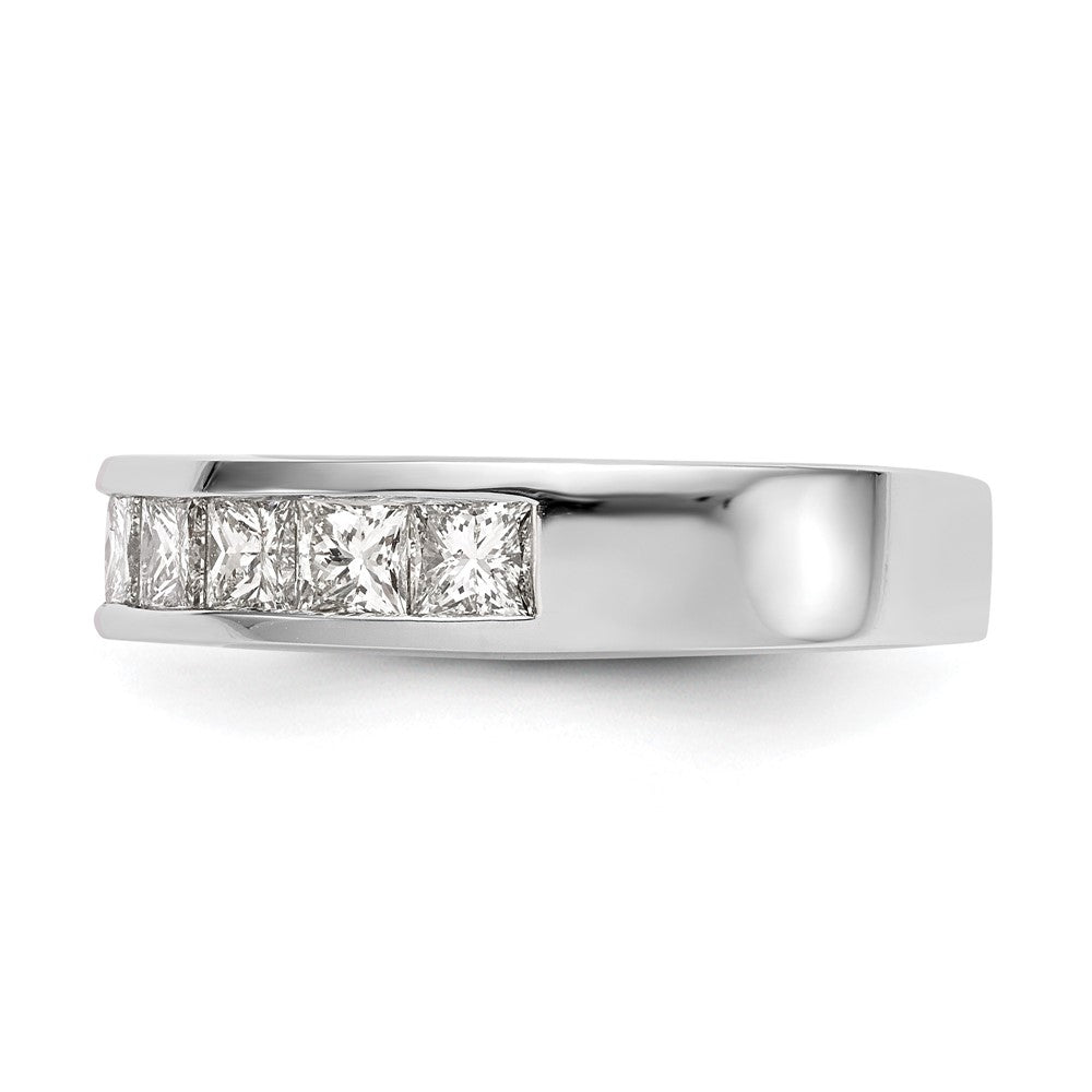 585 Weißgold Ehering mit 7 Diamanten in Kanalfassung
