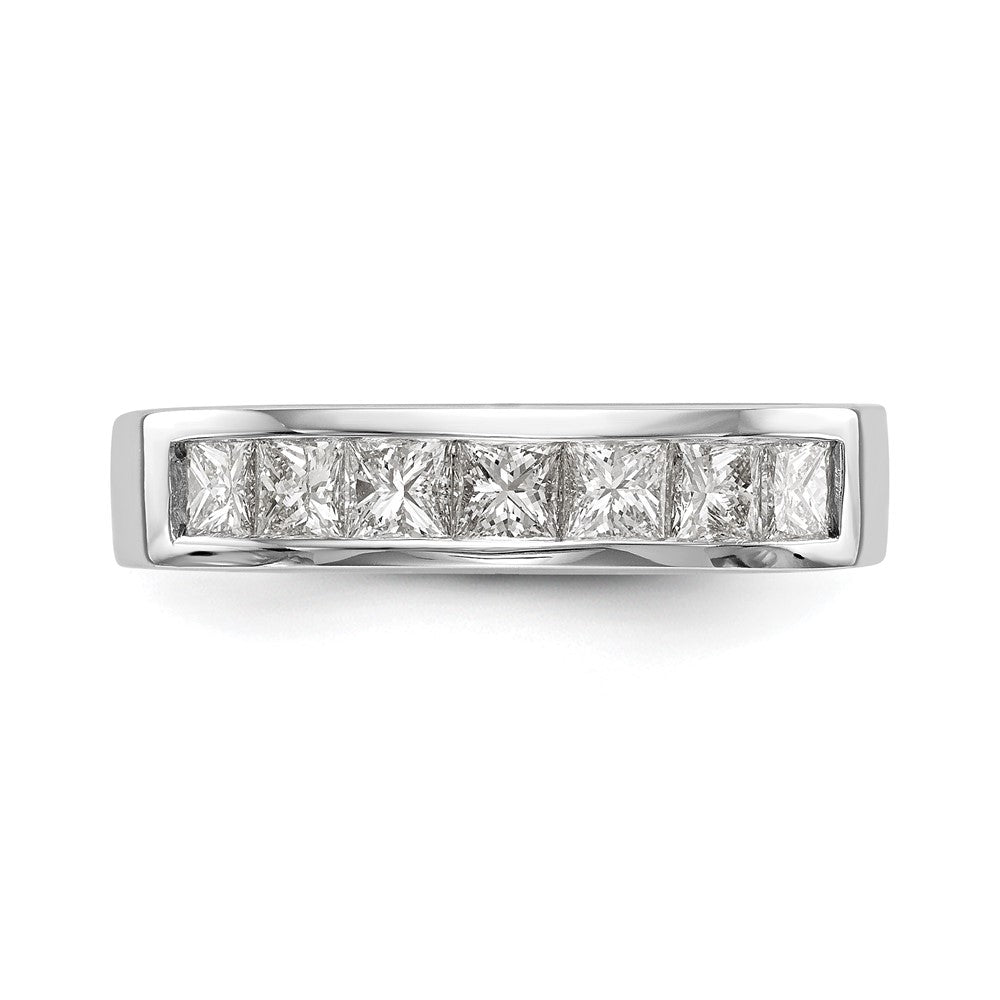 585 Weißgold Ehering mit 7 Diamanten in Kanalfassung