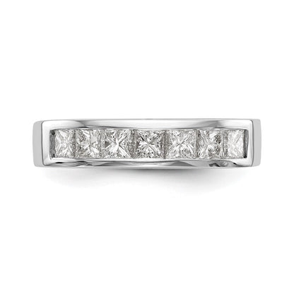 585 Weißgold Ehering mit 7 Diamanten in Kanalfassung