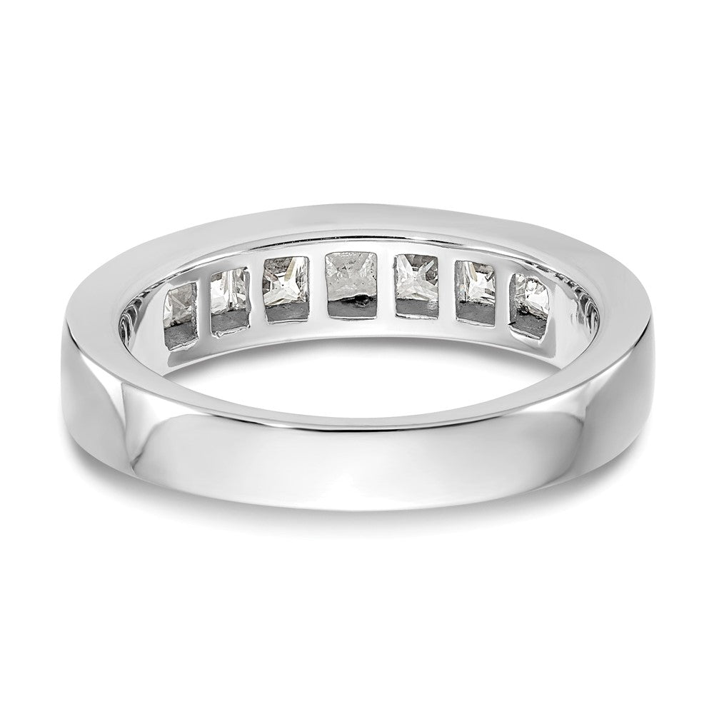 585 Weißgold Ehering mit 7 Diamanten in Kanalfassung