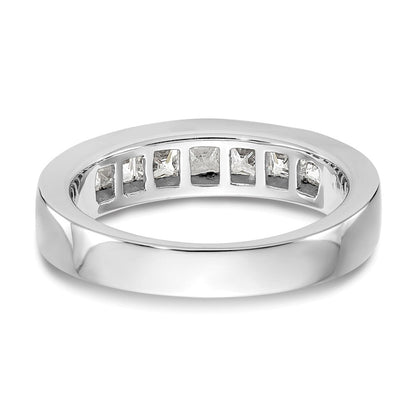 585 Weißgold Ehering mit 7 Diamanten in Kanalfassung