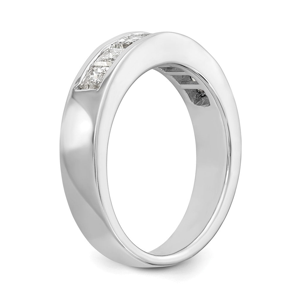 585 Weißgold Ehering mit 7 Diamanten in Kanalfassung
