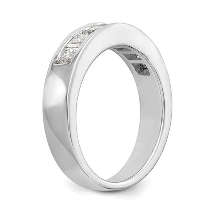 585 Weißgold Ehering mit 7 Diamanten in Kanalfassung