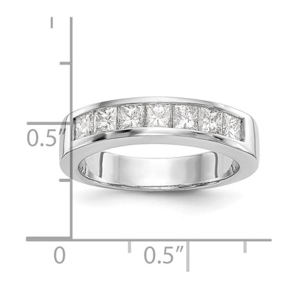 585 Weißgold Ehering mit 7 Diamanten in Kanalfassung