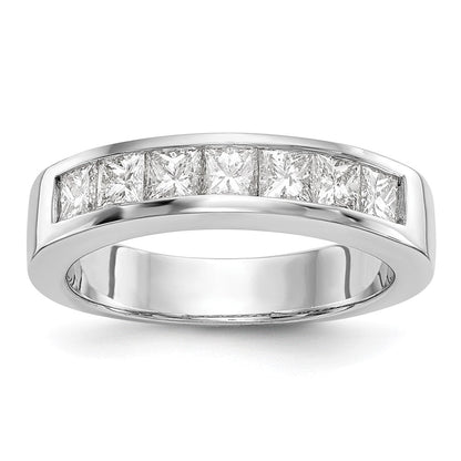 585 Weißgold Ehering mit 7 Diamanten in Kanalfassung
