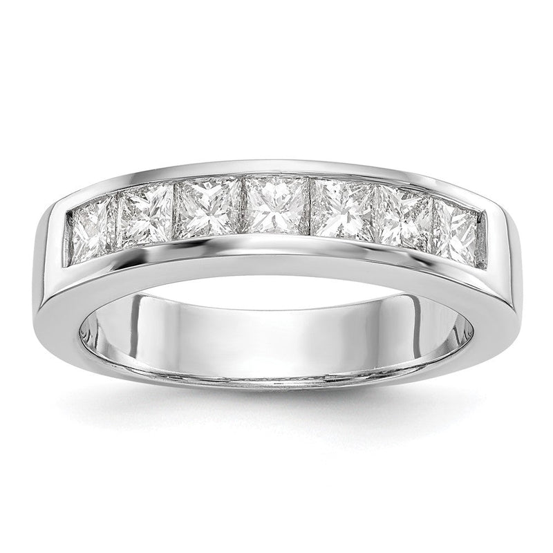 585 Weißgold Ehering mit 7 Diamanten in Kanalfassung