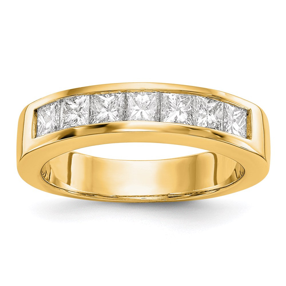 14K Gelbgold Kanal-Ring mit 7 echten Diamanten