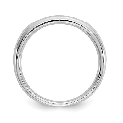 14K Weißgold Ehering mit 7 natürlichen Diamanten in Kanalfassung