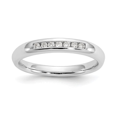 14K Weißgold Ehering mit 7 natürlichen Diamanten in Kanalfassung