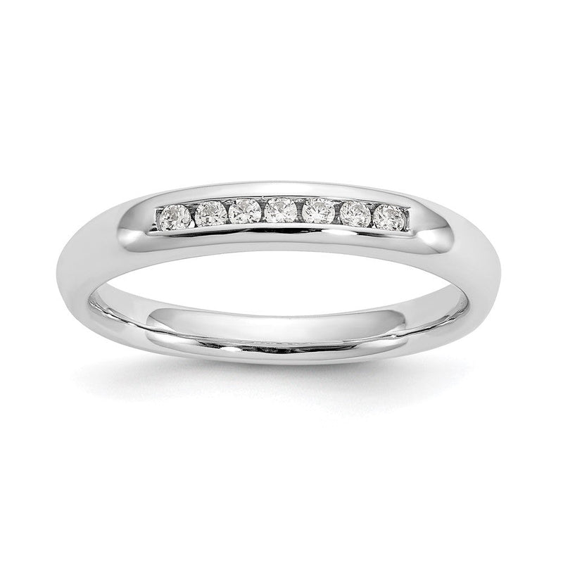 14K Weißgold Ehering mit 7 natürlichen Diamanten in Kanalfassung