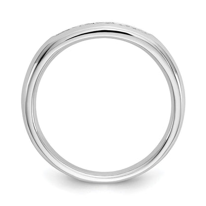 14K Weißgold Ehering mit 7 Diamanten in Kanalfassung