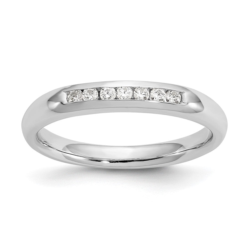 14K Weißgold Ehering mit 7 Diamanten in Kanalfassung
