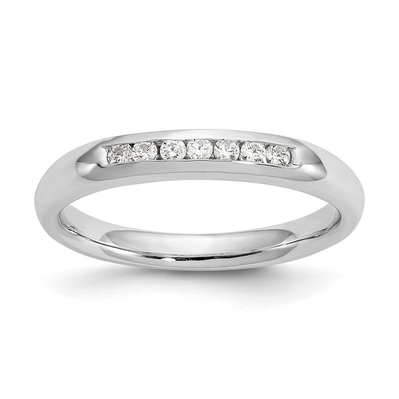 14K Weißgold Ehering mit 7 Diamanten in Kanalfassung