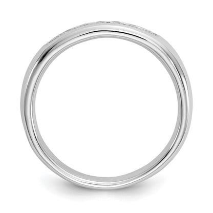 14K Weißgold Ehering mit 7 natürlichen Diamanten in Kanalfassung