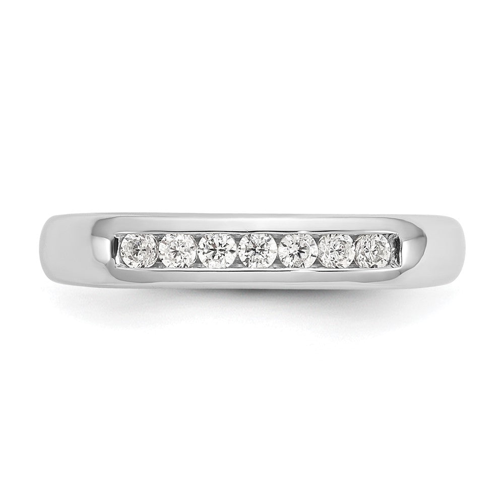 14K Weißgold Ehering mit 7 natürlichen Diamanten in Kanalfassung