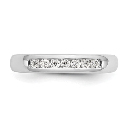 14K Weißgold Ehering mit 7 natürlichen Diamanten in Kanalfassung