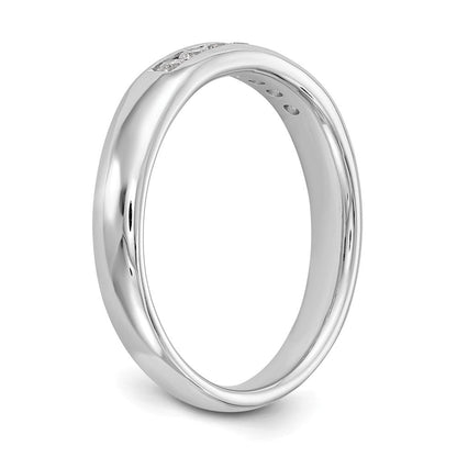 14K Weißgold Ehering mit 7 natürlichen Diamanten in Kanalfassung