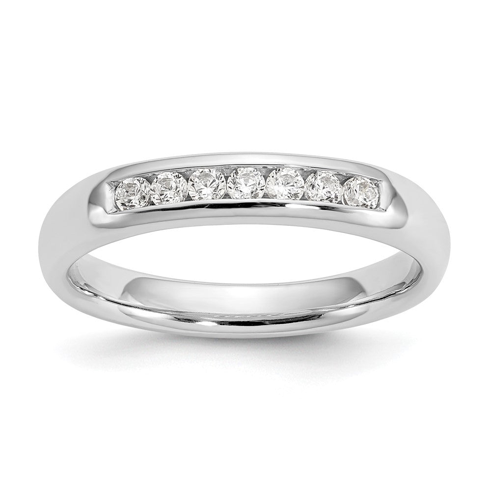 14K Weißgold Ehering mit 7 natürlichen Diamanten in Kanalfassung