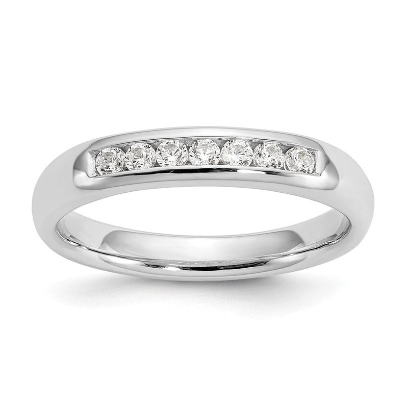 14K Weißgold Ehering mit 7 natürlichen Diamanten in Kanalfassung