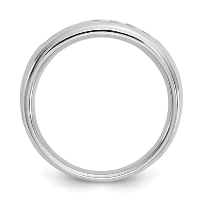 14K Weißgold Ehering mit 7 Diamanten in Kanalfassung