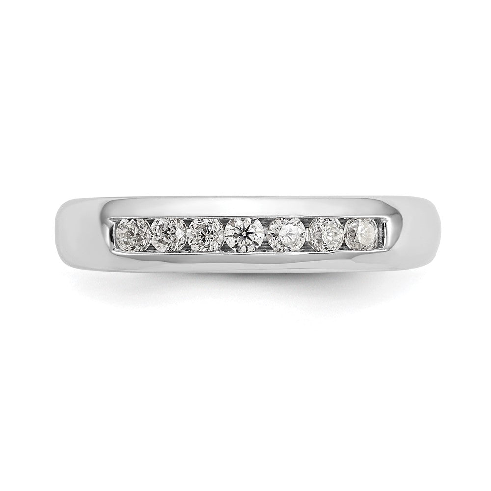 14K Weißgold Ehering mit 7 Diamanten in Kanalfassung