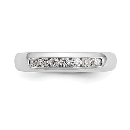 14K Weißgold Ehering mit 7 Diamanten in Kanalfassung