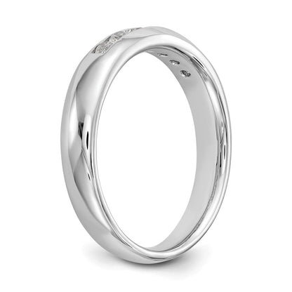 14K Weißgold Ehering mit 7 Diamanten in Kanalfassung