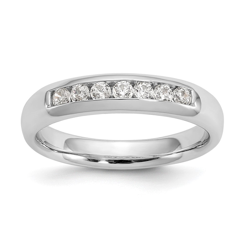 14K Weißgold Ehering mit 7 Diamanten in Kanalfassung